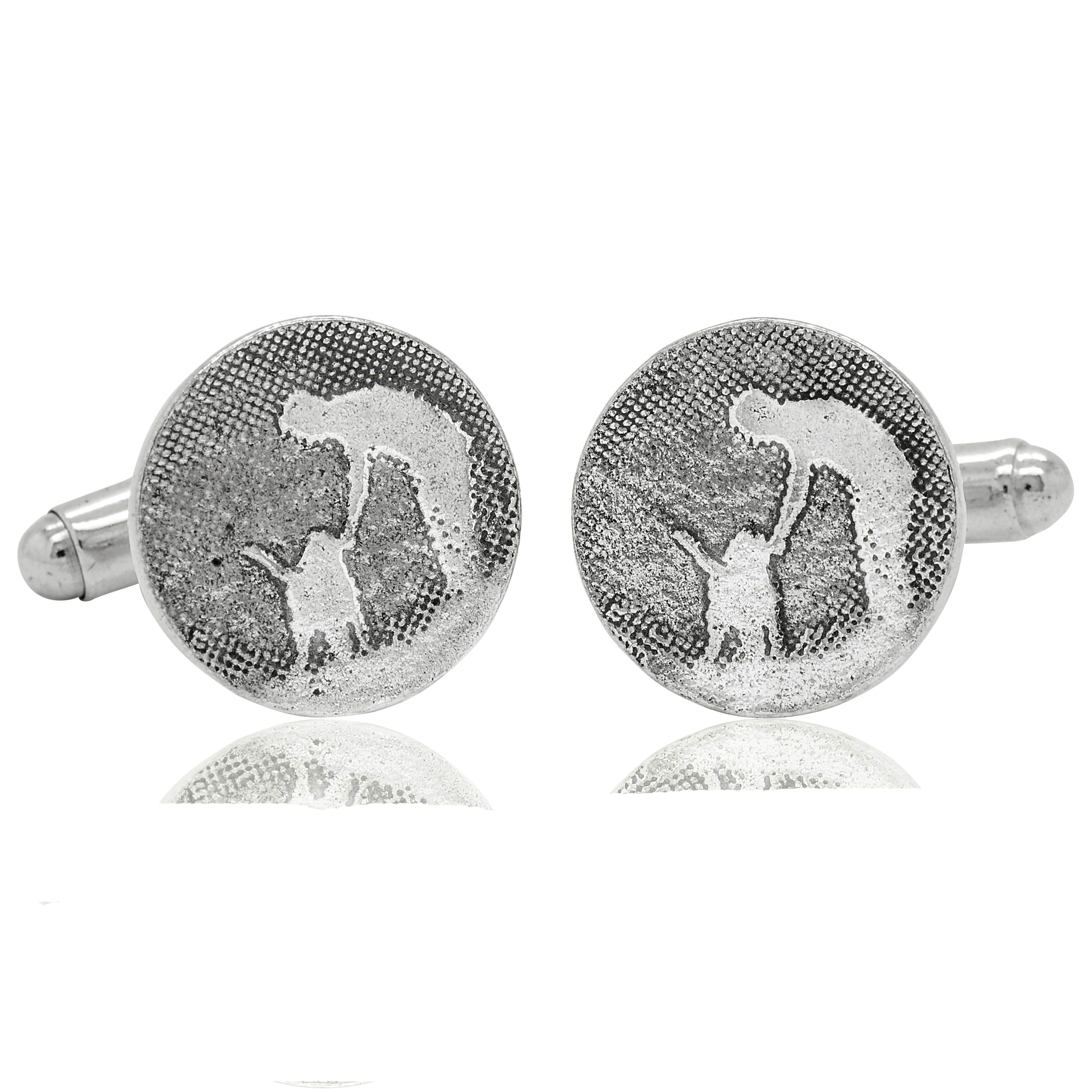 Round Man's Best Friend Silver Dog Cufflinks