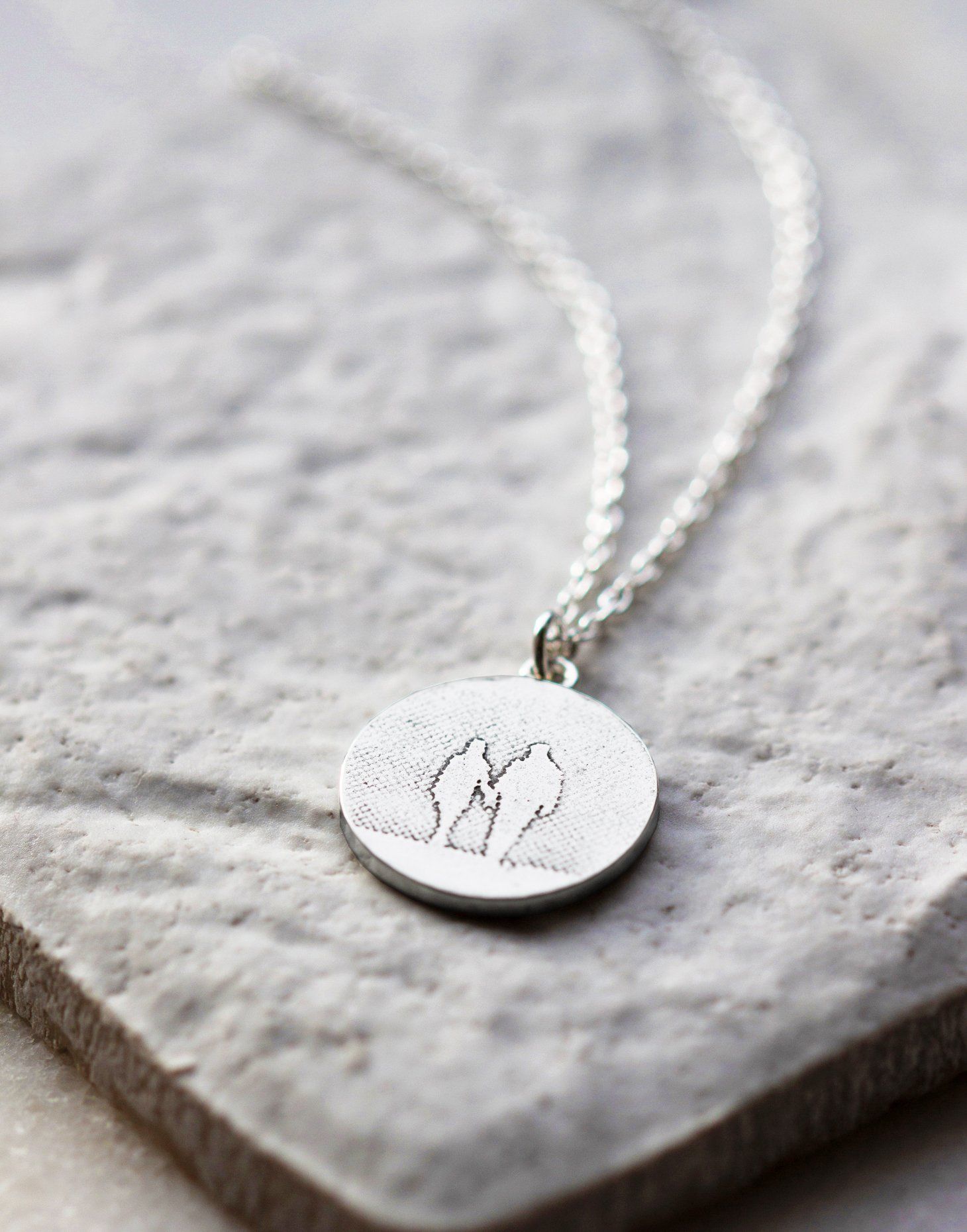 Round Silver Couple Necklace
