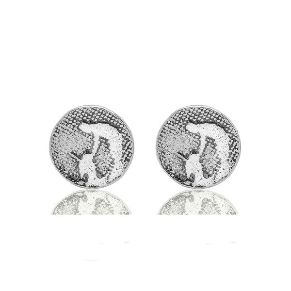 Round Silver Dog Earrings