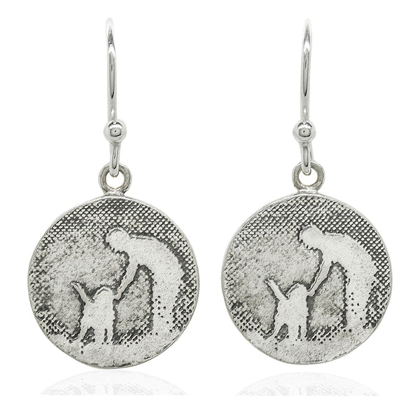 Round Silver Dog Earrings (Large)