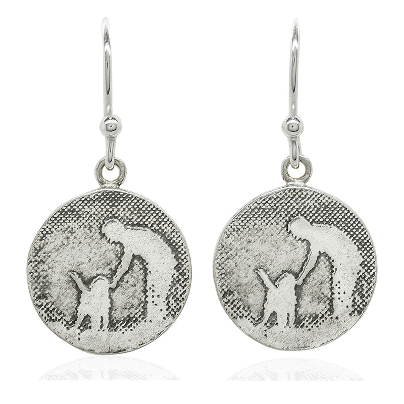 Round Silver Dog Earrings (Large)