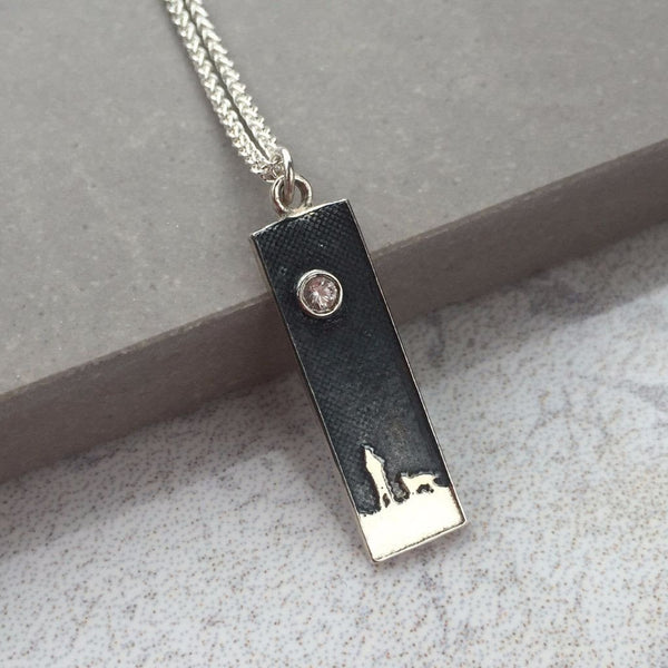 Side by Side Beneath the White Sapphire Sky' Dog Lovers Necklace