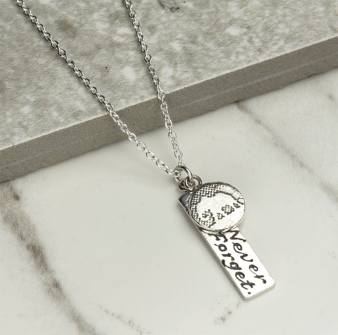 Silver Elephant Necklace with Never Forget Charm