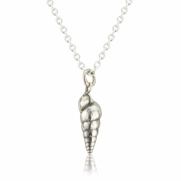 Silver spiral seashell necklace