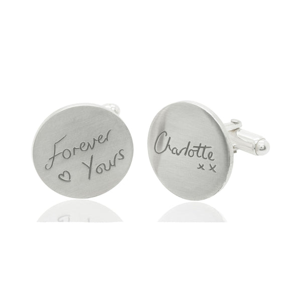 Sterling Silver Cufflinks Engraved With Your Own Handwriting