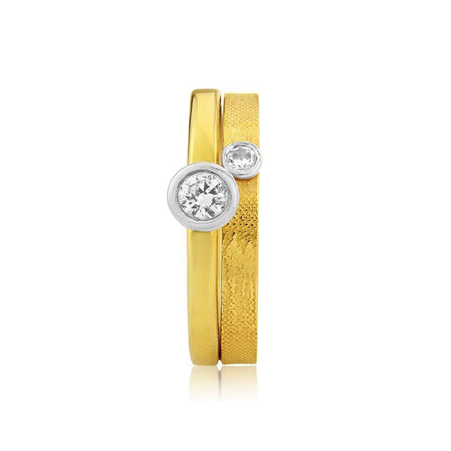 Sunset Chasers Engagement and Wedding Ring Set in Yellow & White Gold