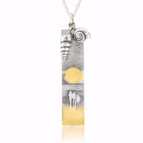 Sunset Couple Necklace with Silver Shell Charm