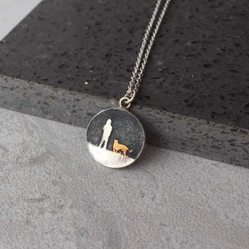 Walks Under Night's Sky Golden Dog Necklace Jewellery Gift for Dog Lovers