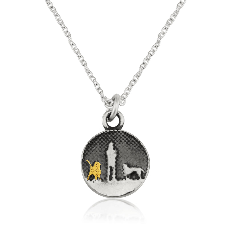 Walks Under Night's Sky Necklace with Golden Dog (small)