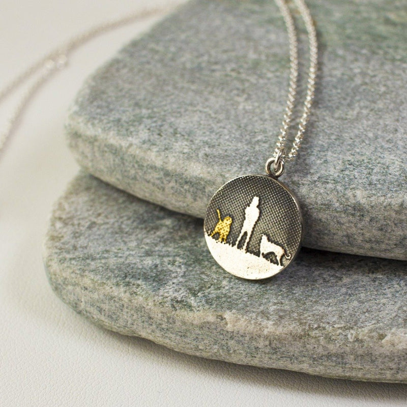 Walks Under Night's Sky Two Golden Dog Necklace